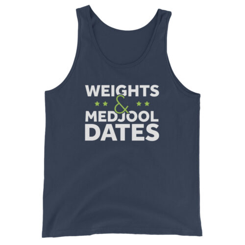 Weights & Medjool Dates Unisex Tank Top - Image 4